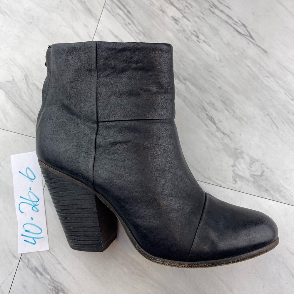 rag and bone women’s black leather ankle bootie boots 4” heels size 40 / 10